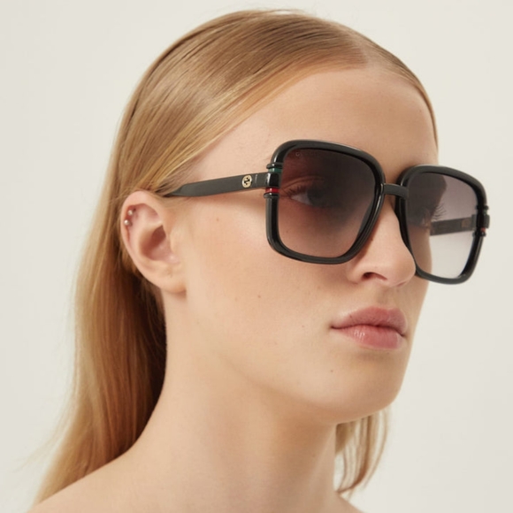 gucci gg0496s women sunglasses black & brown